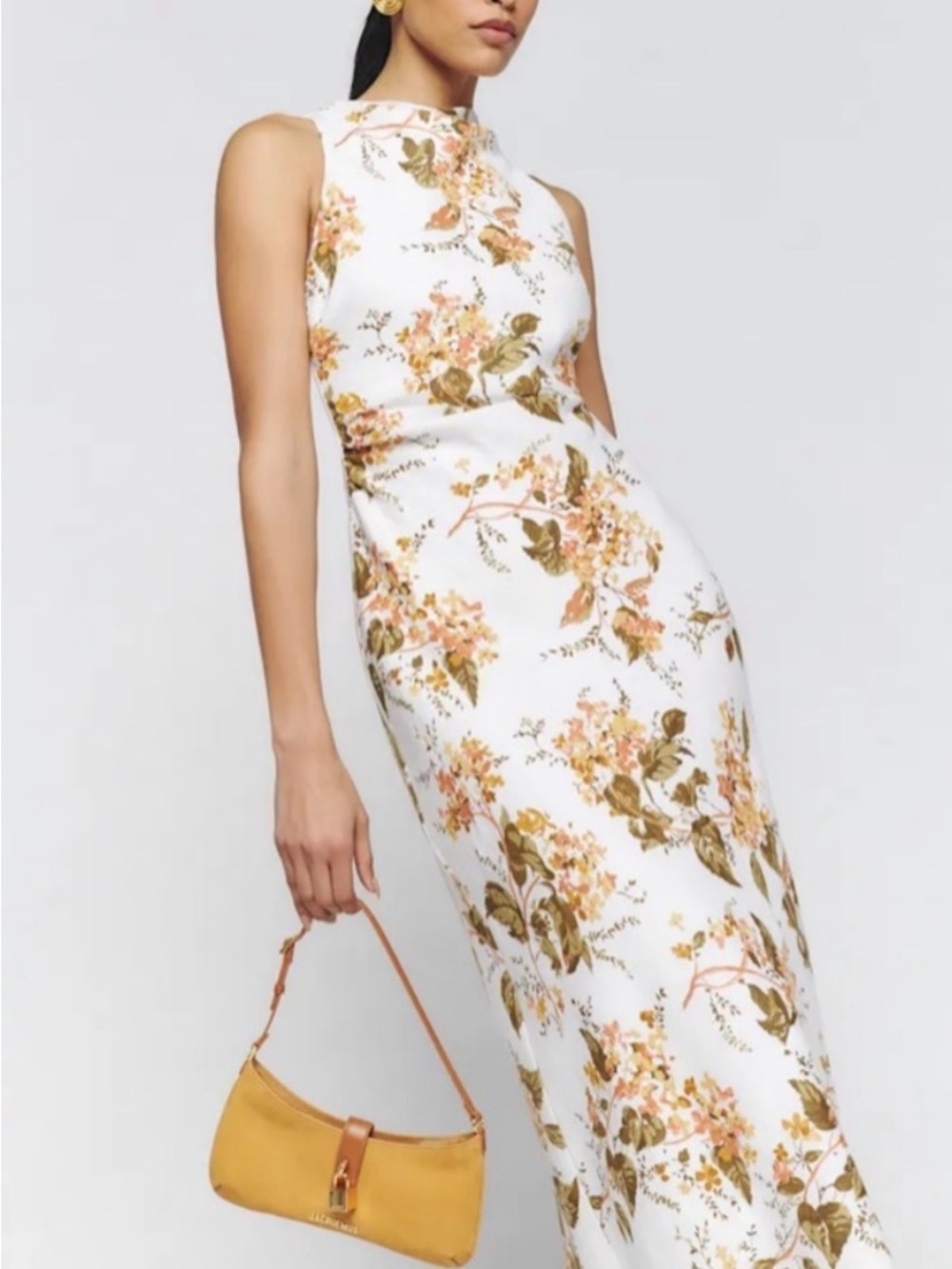 NWT Reformation Casette Linen White Floral Maxi Dress